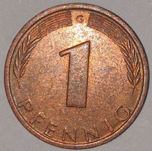 1972 G - 1 PFENNIG - ONE PFENNIG - GERMANY - FEDERAL REPUBLIC - (Copper Plated Steel)